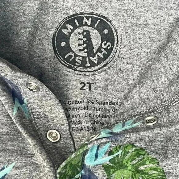 NWT Mini Shatsu Aloha Suspenders Polo Tropical/Birds Grey Toddler Boy 2T - Picture 5 of 13